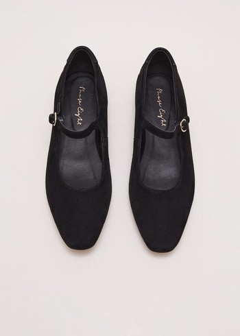 Phase Eight Leather Square Toe Mary Jane Flats Black Canada | TFSIGK-059